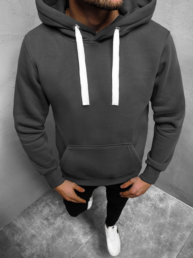 Bluza męska z kapturem kangurka grafitowa OZONEE O/11038