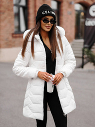 Kurtka zimowa damska długa z futerkiem biała OZONEE JS/16M9121/281Z