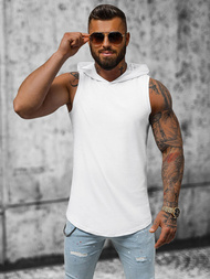 Koszulka bez rękawów z kapturem męska biała OZONEE O/2537Z