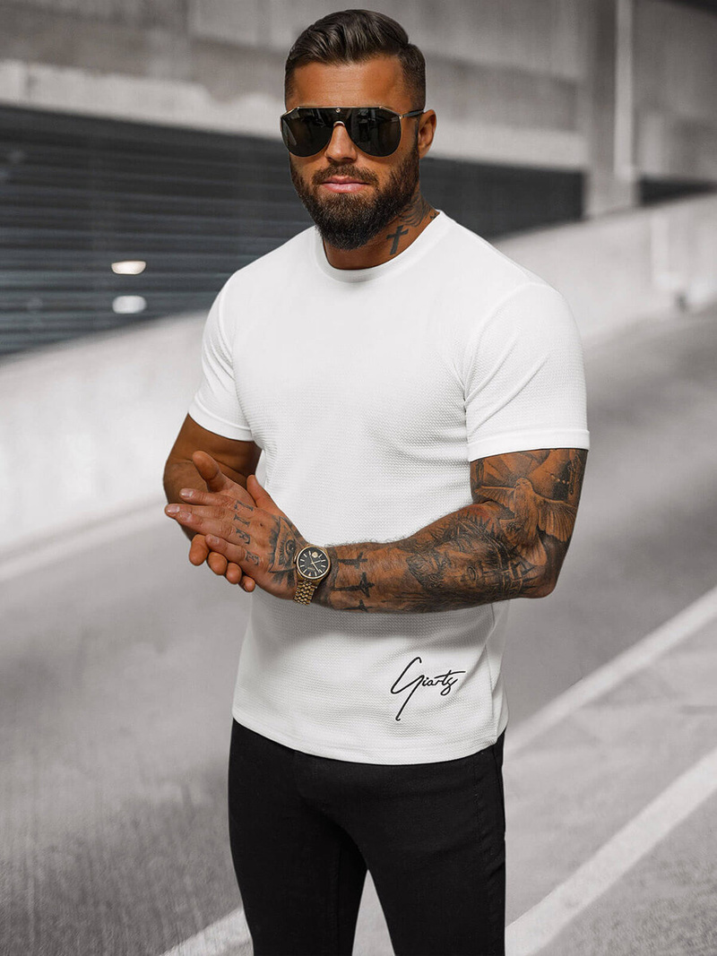 T-shirt męski biały OZONEE O/L1192