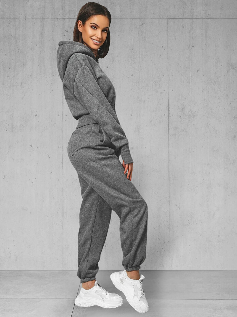 Komplet dresowy dwuczęściowy damski grafitowy OZONEE JS/8C79/5