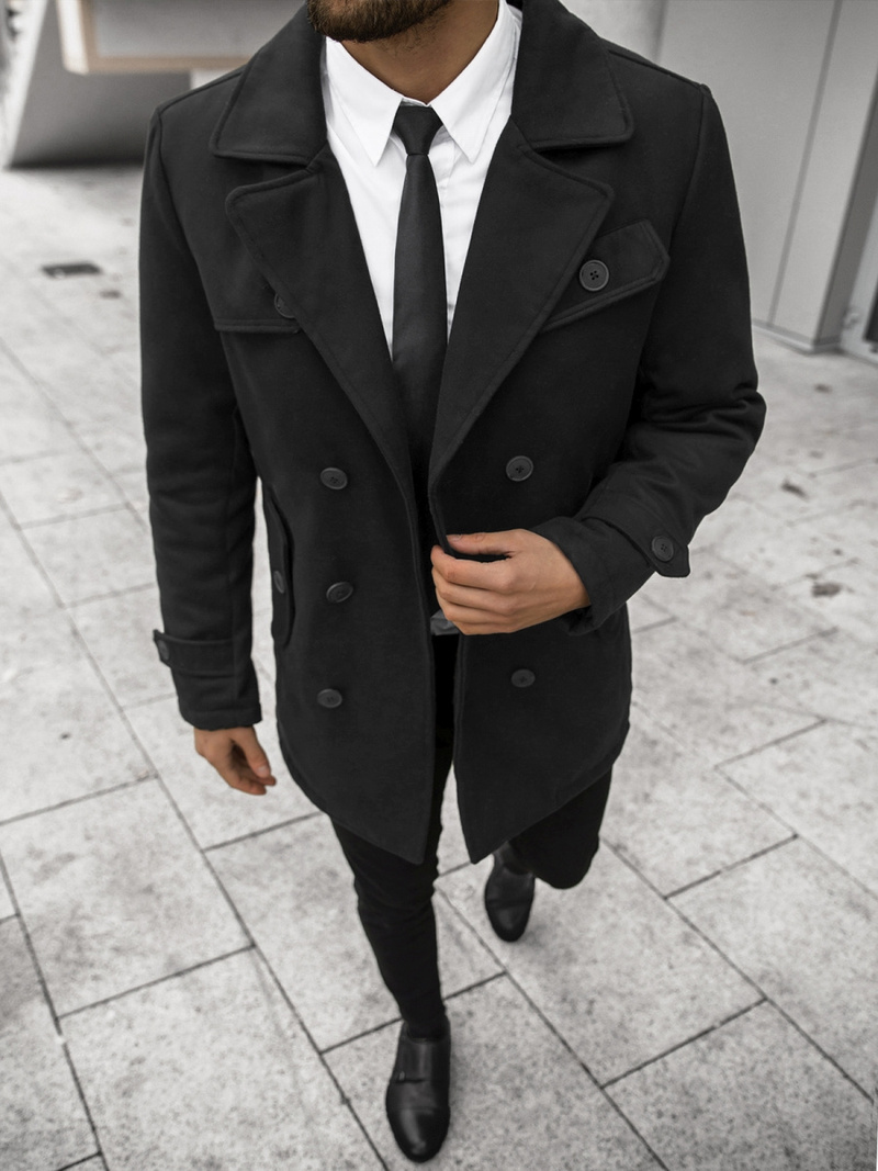 Płaszcz męski czarny OZONEE JS/79M3123Z