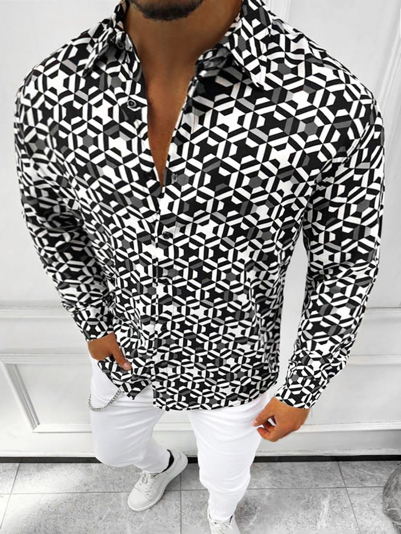 Koszula męska czarno-biała OZONEE E/9000/9