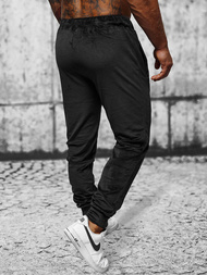 Spodnie dresowe męskie welurowe czarne OZONEE JS/8K1172/3