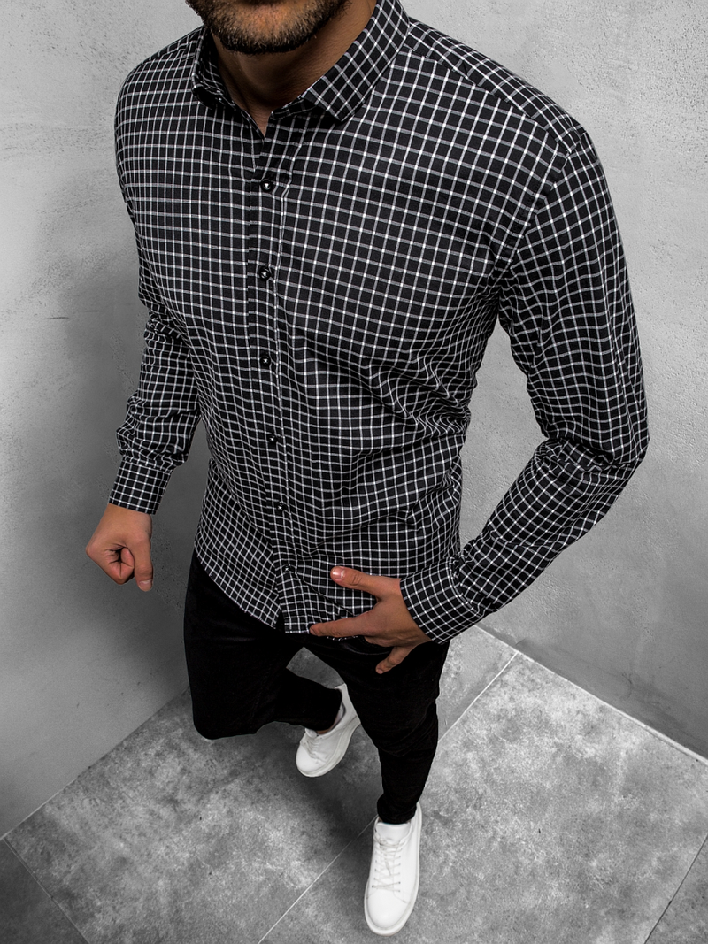 Сорочка чоловіча Чорна OZONEE O/3011/11