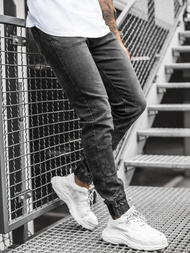 Spodnie jeansowe joggery męskie czarne OZONEE O/TF064Z
