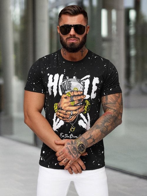 T-shirt męski slim fit czarny OZONEE JS/8B1389/3