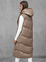 Kamizelka damska długa skórzana camelowa OZONEE JS/5M3183/84