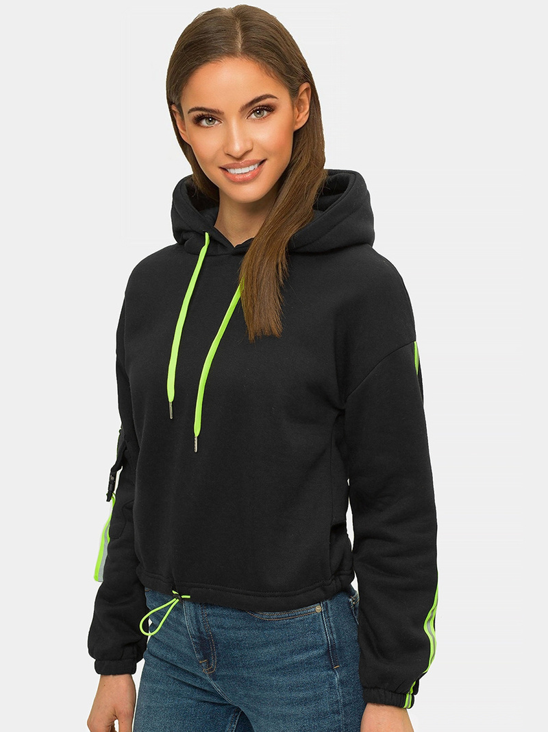 Bluza z kapturem damska czarna OZONEE JS/B26031