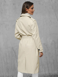 Płaszcz damski skórzany jasno-beżowy OZONEE JS/11Z8100