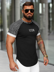 T-shirt męski slim-fit czarny OZONEE O/B1212