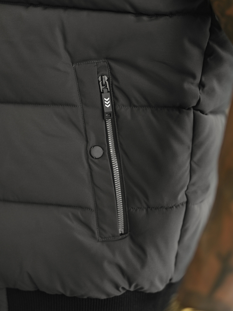 Kamizelka męska pikowana z kapturem grafitowa OZONEE JS/32M1780/105Z