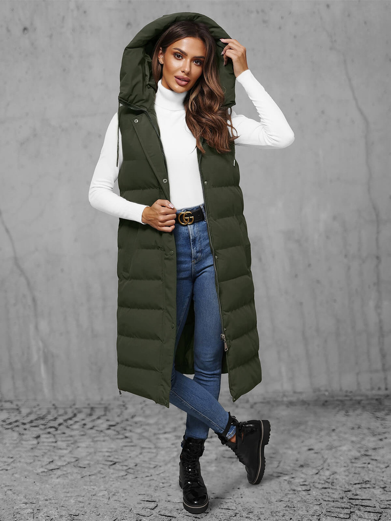 Стьобаний жіночий жилет Темно-Зелена OZONEE JS/5M3157/136