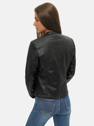 Жіноча шкіряна куртка Чорна OZONEE JS/11Z8008