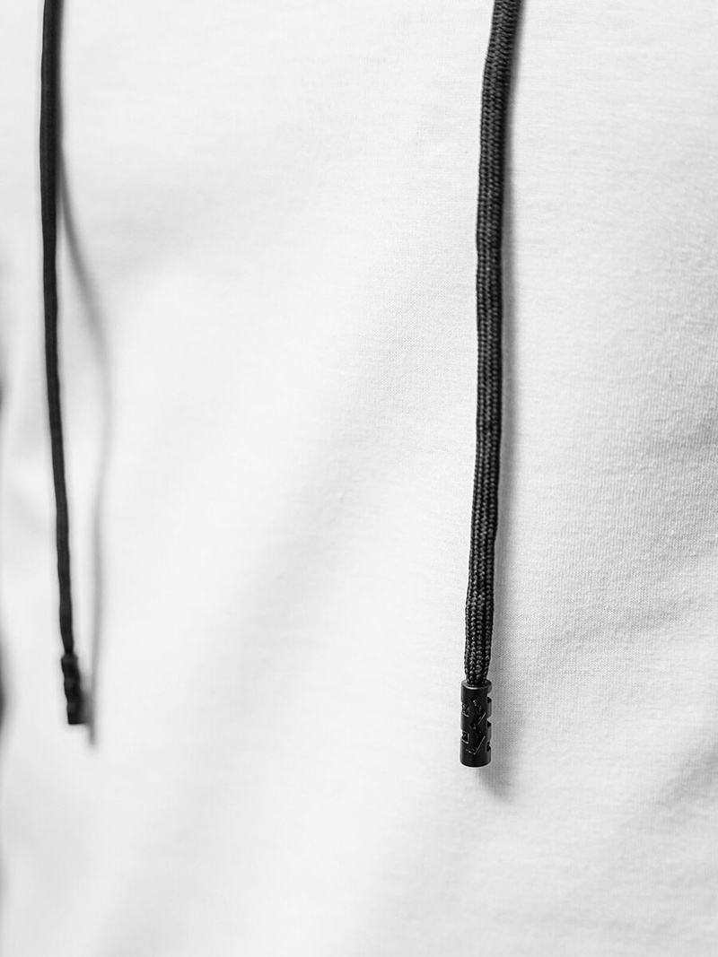 T-shirt męski z kapturem biały OZONEE JS/8T955/1