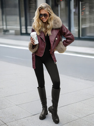 Жіноча шкіряна kуртка Бордова OZONEE JS/61M8512/6