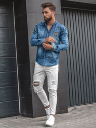 Spodnie jeansowe męskie białe OZONEE B/55082