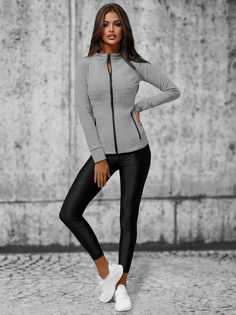 Bluza damska rozpinana szara OZONEE JS/HD151/3Z