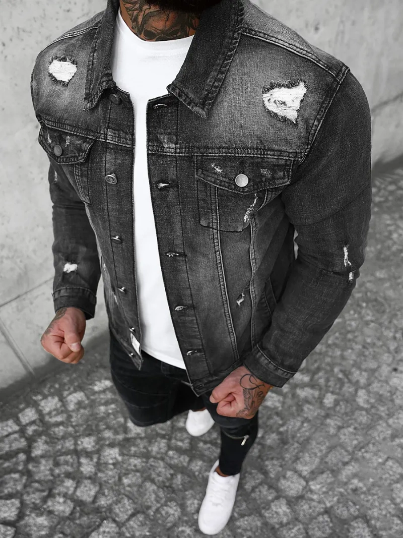 Чоловіча джинсова куртка Чорна OZONEE NB/MJ507N