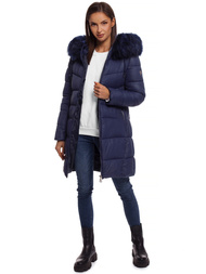 Kurtka zimowa damska parka z futerkiem granatowa OZONEE O/SW028/2