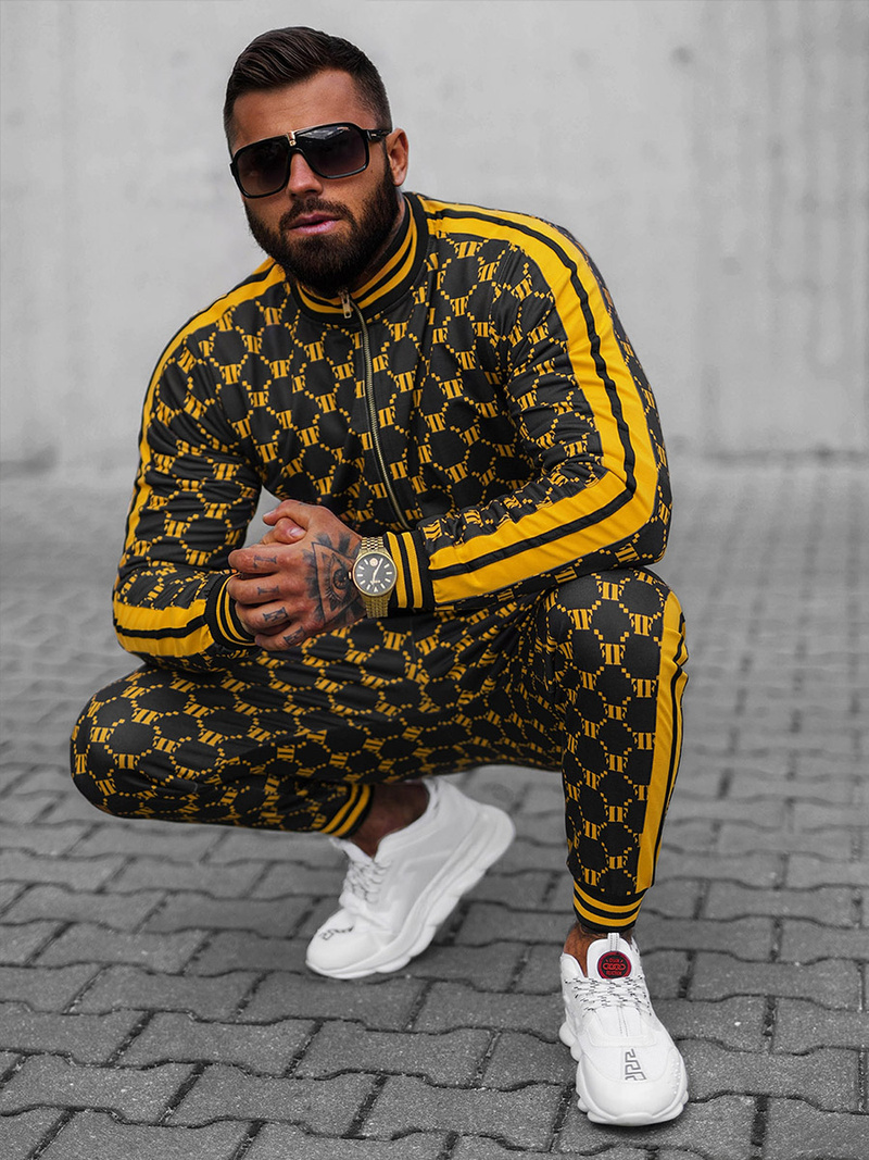 Komplet dresowy męski czarno-żółty OZONEE O/12136