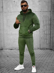 Komplet dresowy męski welurowy khaki OZONEE O/12139