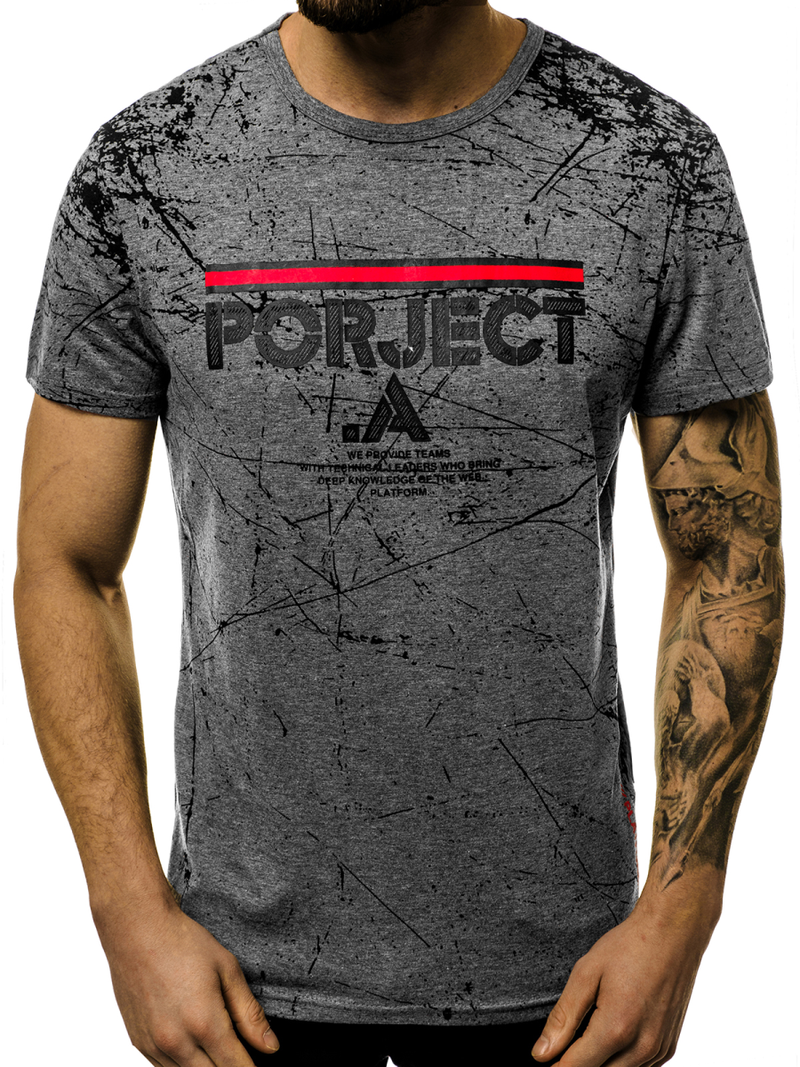 T-Shirt męski grafitowy OZONEE JS/SS10917
