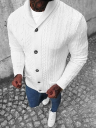 Sweter męski kardigan biały OZONEE NB/MM6017/1