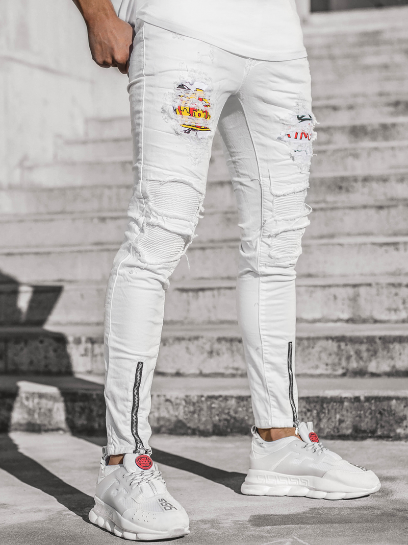 Spodnie męskie jeans białe OZONEE T/82010