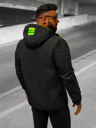 Kurtka softshell męska z kapturem czarno-zielona OZONEE JS/HH026/1A