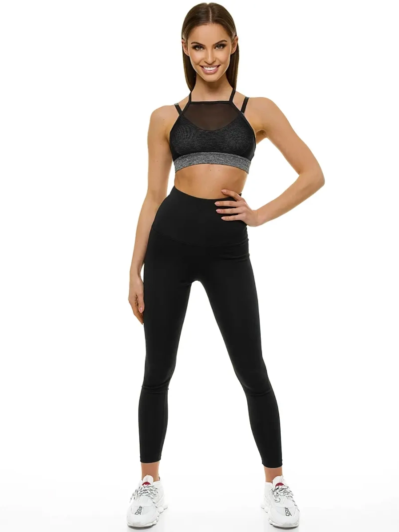 Biustonosz sportowy damski stanik treningowy czarno-grafitowy OZONEE JS/WX1092