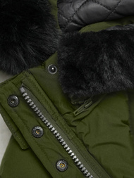 Kurtka zimowa damska długa pikowana khaki OZONEE O/W377