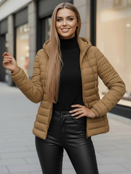 Kurtka damska pikowana ciemno-beżowa OZONEE JS/16M9103/84Z