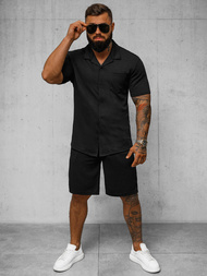 Komplet męski czarny - koszula i spodenki OZONEE O/3C323