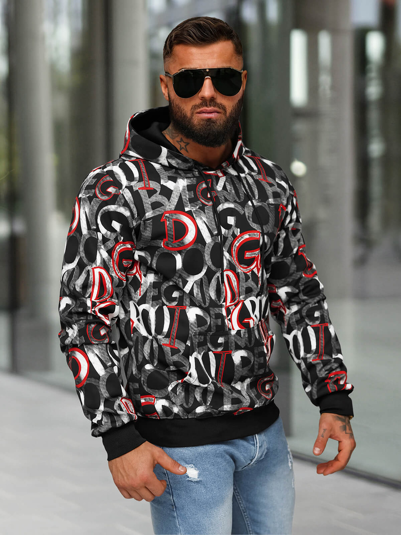 Bluza z kapturem męska czarna OZONEE JS/8B1237/3