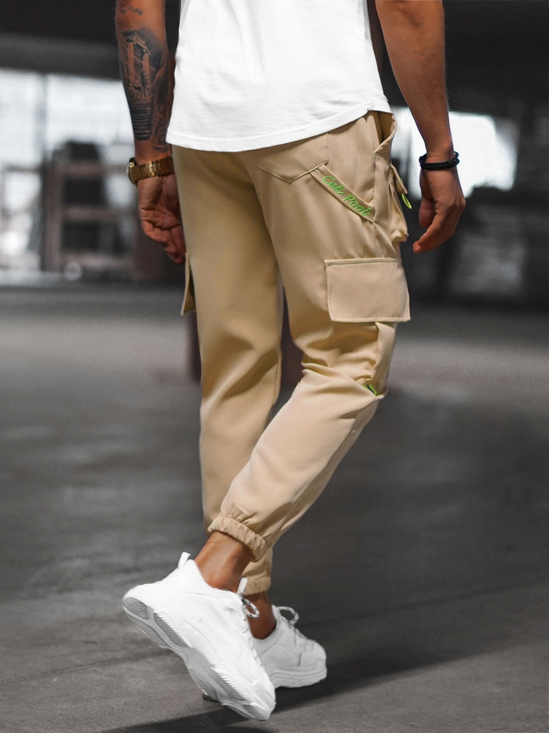 Spodnie męskie chino joggery beżowe OZONEE O/CP149Z