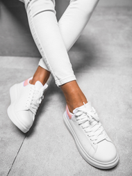 Sneakersy damskie biało-różowe OZONEE T/126