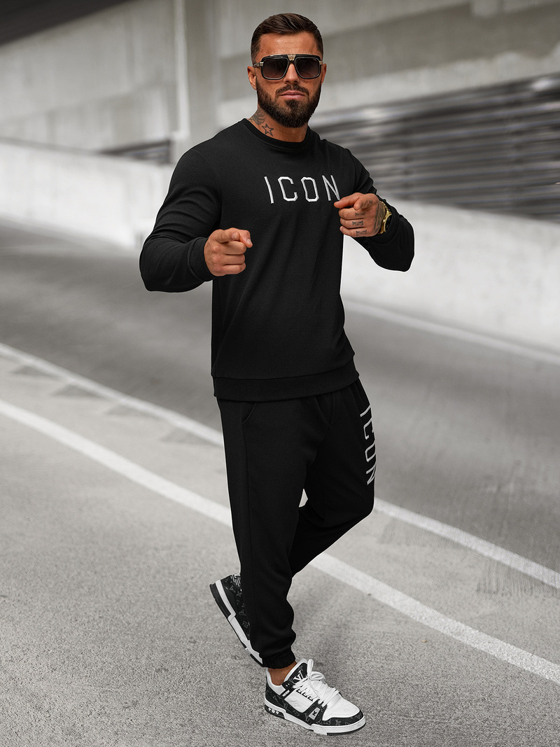 Spodnie dresowe męskie czarne OZONEE O/D9125Z