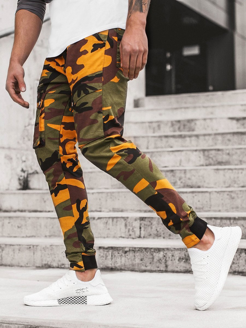 Spodnie męskie joggery żółte-khaki OZONEE A/1003