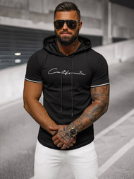 T-shirt męski z kapturem czarny OZONEE O/T7170