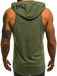 Koszulka bez rękawów z kapturem męska zielona OZONEE O/2537 