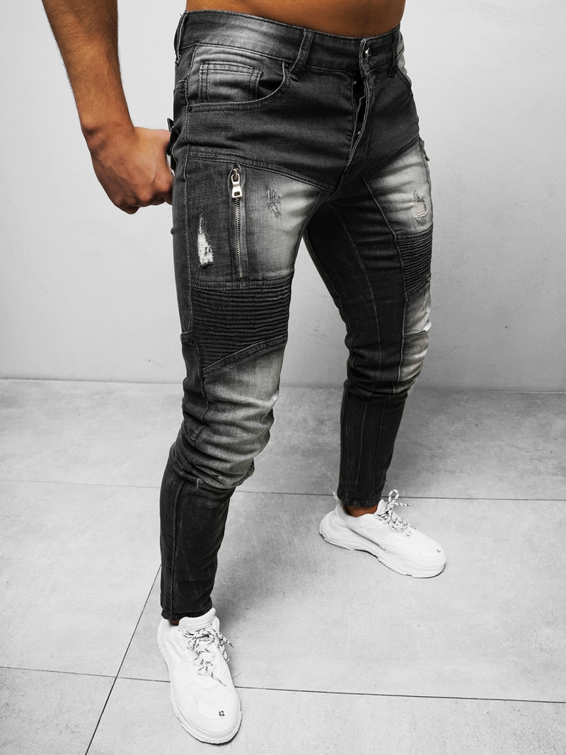 Spodnie jeansowe męskie czarne OZONEE NB/MP0046N