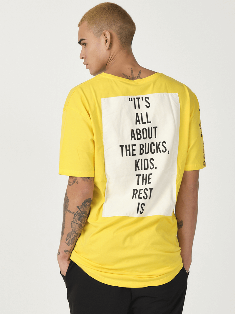 T-Shirt męski z nadrukiem żółty OZONEE MR/21550