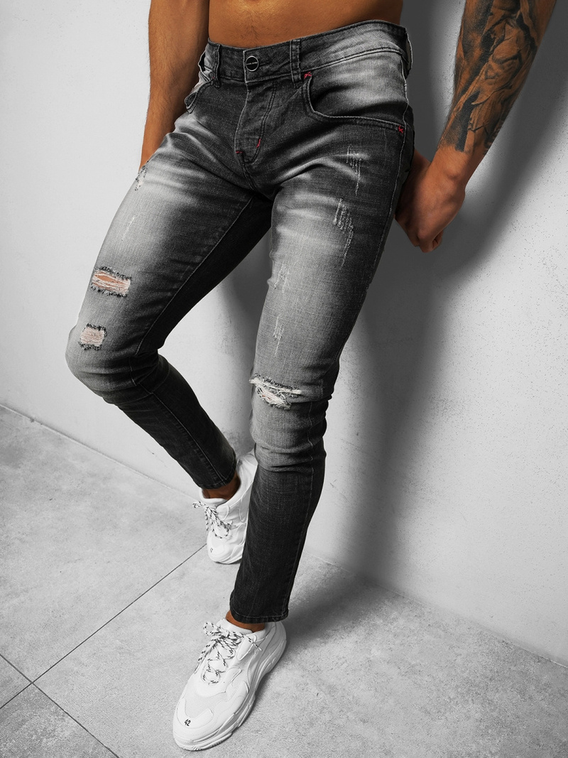 Spodnie jeansowe męskie czarne OZONEE NB/MP0024N