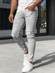 Spodnie jeansowe męskie slim fit szare OZONEE DO/2822/2