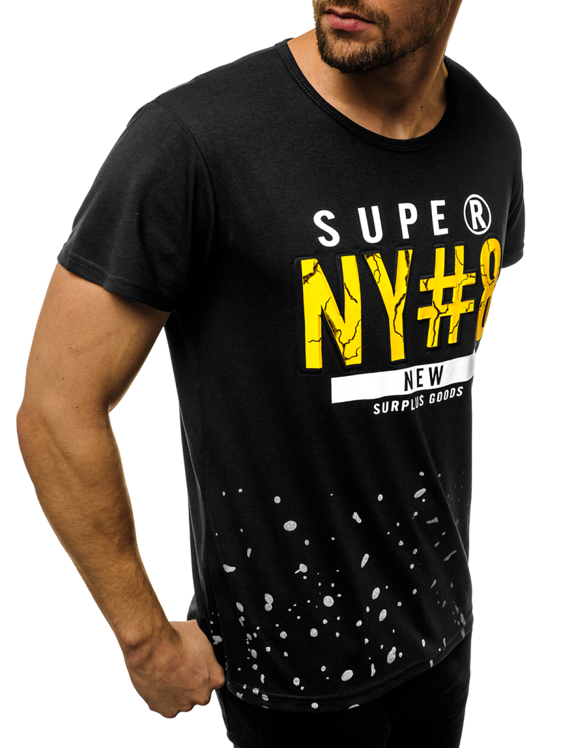 T-Shirt męski czarny OZONEE JS/KS2028Z