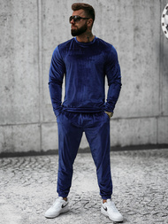 Komplet dresowy męski welurowy granatowy OZONEE O/D7516