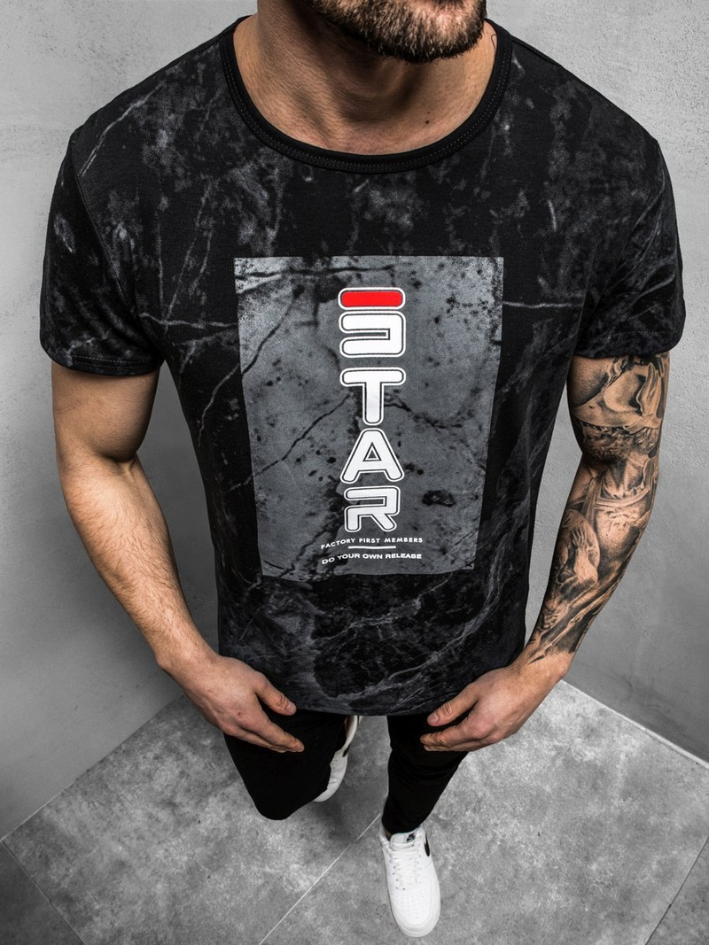 T-Shirt męski czarny OZONEE JS/SS10927Z