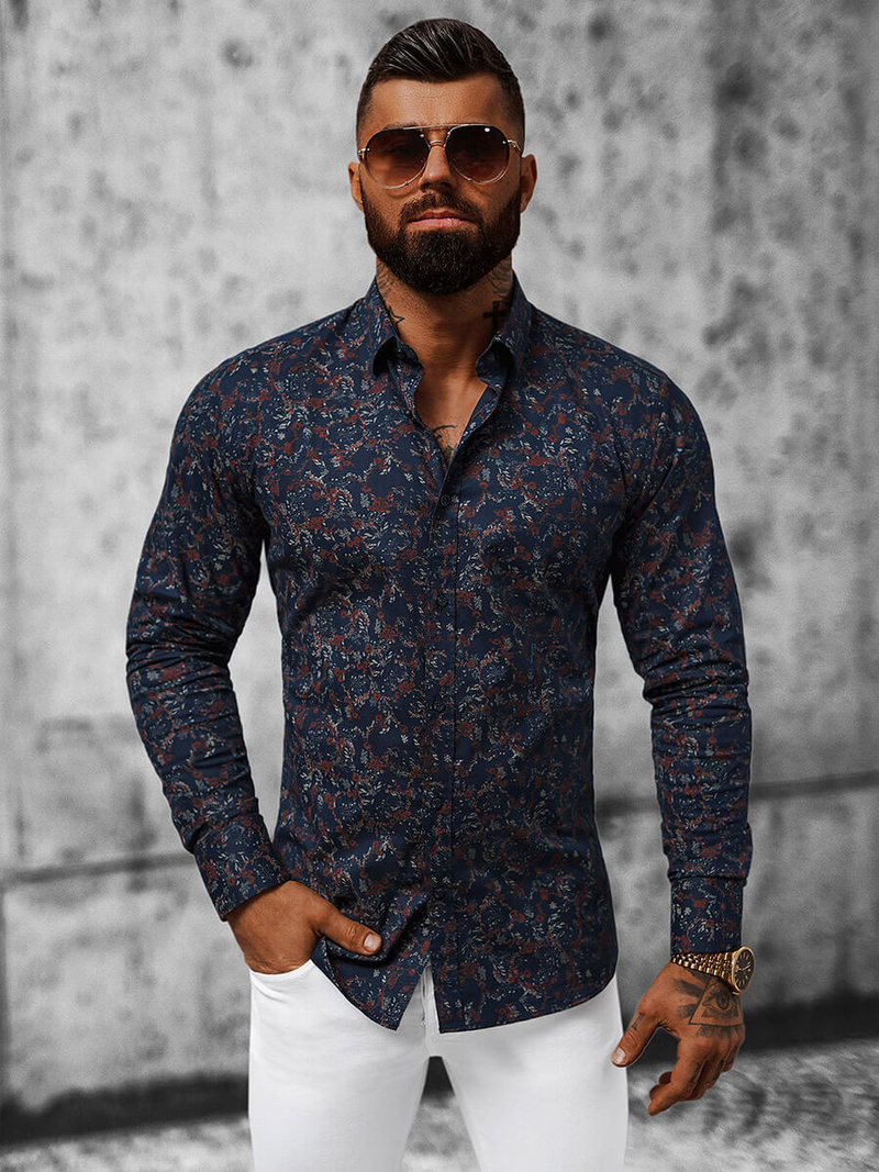 Сорочка чоловіча tемно-cиня OZONEE O/V09