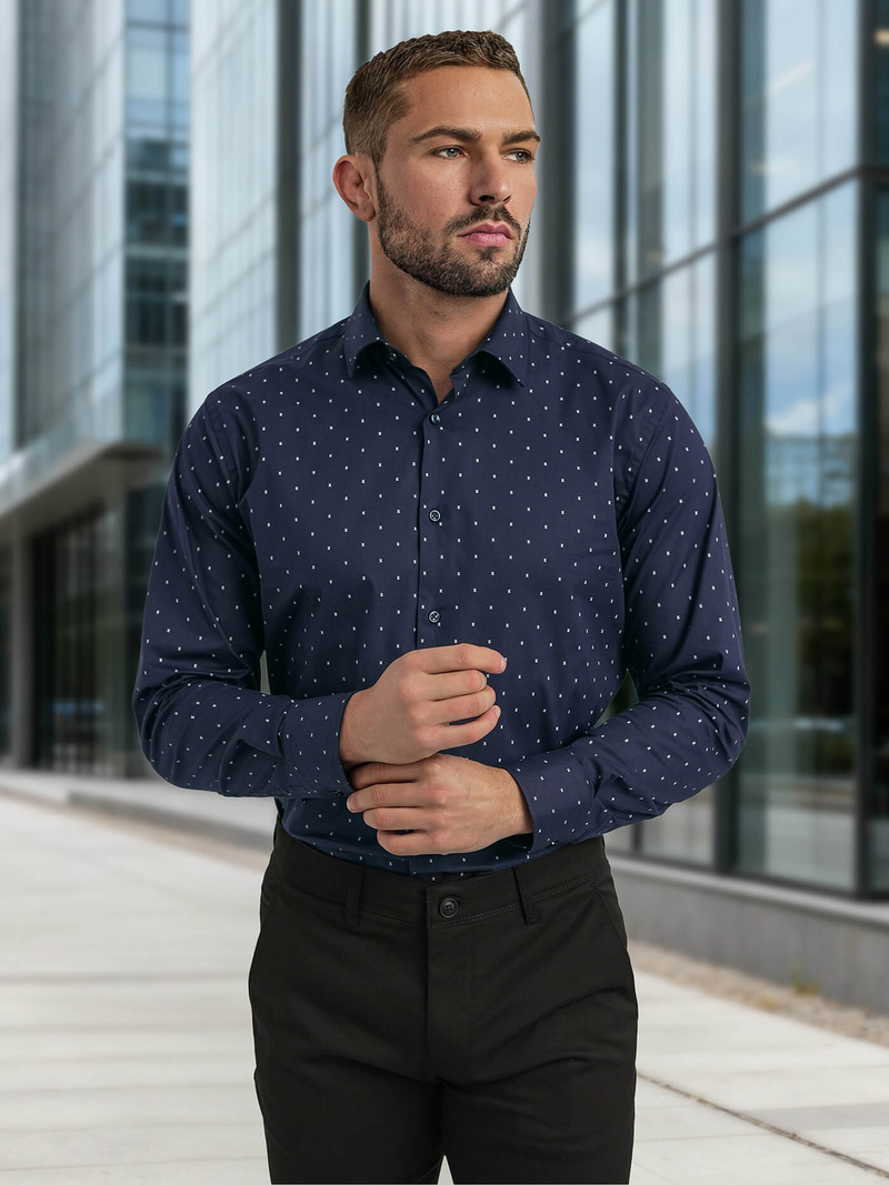 Koszula męska elegancka granatowa OZONEE V/V181